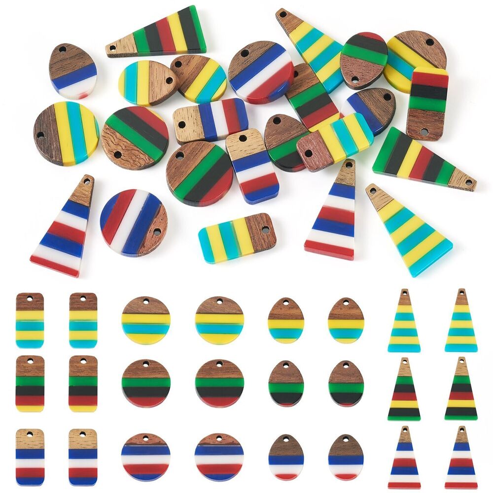 3013 Wooden Resin Charms DIY Earrings Charms Geometric Wooden Boho Charms